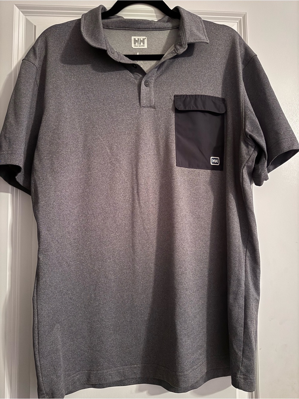 Helly Hansen Gray Short-Sleeve Polo with Chest Pocket